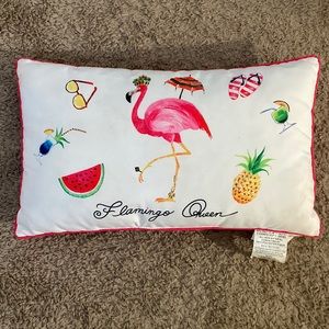 pink and white flamingo throw pillow